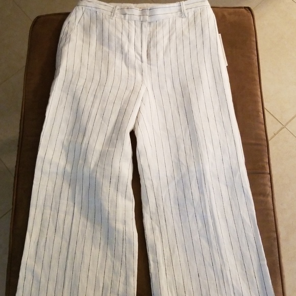 Michael Kors Striped Linen Flared Pants 